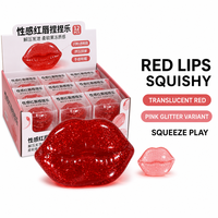 Jouet souple Southpeak Red Lips Squishy Toy, toucher doux, anti-stress, cadeau, variantes translucides rouge et rose pailleté, vente en gros et emballage de détail