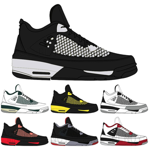 Zapatillas de Baloncesto para Hombre, Color Negro, con Detalles en Morado, Rojo Zafiro, Blanco Cemento, Amarillo Tour, de Cuero Genuino y PU, para Verano - Product Image 1