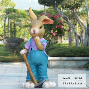Estátua de jardim para decoração, modelo de coelho fofo, animal dos desenhos animados, decoração de jardim de infância, esculturas de fibra de vidro - Product Image 2