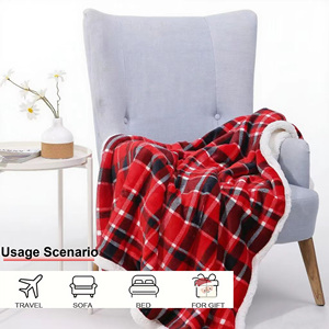 Kostenlose Probe Großhandel Verdicken Warm Flanell Sherpa Fleece 2ply Decke Custom Printed <span class=keywords><strong>Plaid</strong></span> Throw Blanket für den Winter - Product Image 3