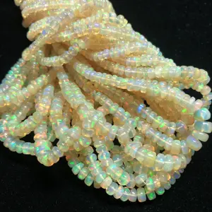 Filo di perline di pietre preziose Rondelle lisce opale etiope giallo AAA naturale da 4mm per la creazione di gioielli a prezzo all'ingrosso collana AAA