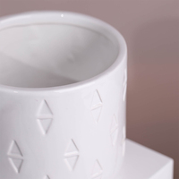 Planteur de jardin en céramique, modèle triangle gaufré, pot de fleurs blanc, jardinière de fleurs en céramique