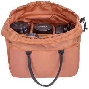 Haga su propia bolsa de cámara Acolchado a prueba de golpes Cordón Cámara Insertar bolsa Cubo interno Organizador Estuche para mochila