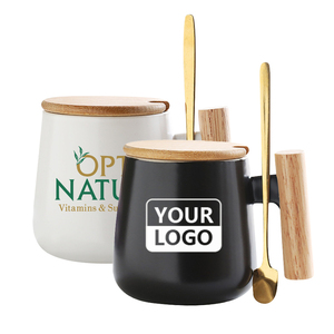 Boîte-cadeau de cuillère à remuer et <span class=keywords><strong>bambou</strong></span> exquis <span class=keywords><strong>noir</strong></span> de logo personnalisé tasse de tasse à café en céramique de luxe de poignée en bois avec le couvercle en bois - Product Image 2