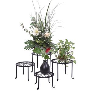 Support de plantes rond 4 en 1 DB Metal, support de pot de fleurs en fer, présentoir de jardin, style moderne - Product Image 1