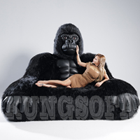 Nouvel article d'usine grande décoration chaise de singe King Kong pliante gonflable salon canapé gorille canapé-lit gorille