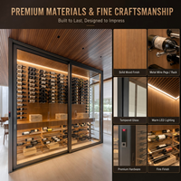 Solución Personalizada de Sala de Vinos con Cristal, Sistema Modular de Estantes Metálicos para Vino con Pantalla LED para Villas, Hoteles, Restaurantes y Bodegas
