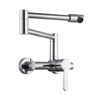 Robinet de cuisine mural thermostatique en acier inoxydable, pliable et extensible, à 2 trous, avec cartouche céramique, installation latérale