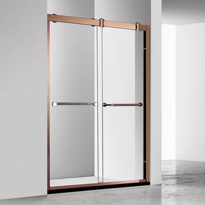 Porte de douche coulissante en verre trempé au design moderne, homologuée CE, avec garniture en marbre, salle de bain économique - Product Image 2