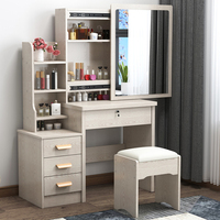 Meubles de Chambre Rose Commode Maquillage Coiffeuse Miroir avec Lumière et Tabouret