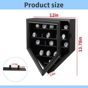 MDF beyzbol halka ekran kutusu duvara monte çok katmanlı ahşap gölge kutusu ahşap şampiyonluk yüzüğü toplama kutusu - Product Image 3