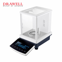 Balance analytique numérique professionnelle Drawell DEB124N avec connectivité USB, précision de 0,01 mg