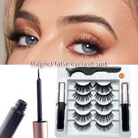 5 paires de cils magnétiques en faux vison, kit complet avec eye-liner liquide magnétique et pince applicatrice de cils, faux cils