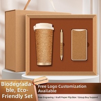 Juego de Regalo de Papel Promocional con Logotipo Personalizado de Wisteria, Exquisito Juego de 2 Piezas con Vaso de Viaje y Cuaderno Encuadernado en Encaje, Regalo Empresarial