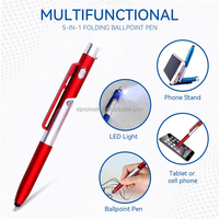 Stylet multifonction en plastique durable avec logo personnalisé SL, support de téléphone pliable, stylo à bille multi-outils avec lumière LED pour téléphones