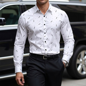 Nueva Camisa <span class=keywords><strong>de</strong></span> <span class=keywords><strong>Vestir</strong></span> para Hombre, Corte Regular, Camisa Casual Estampada, Camisa <span class=keywords><strong>Juvenil</strong></span> <span class=keywords><strong>de</strong></span> Manga Larga Cs58 - Product Image 2
