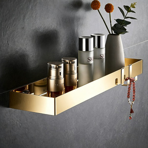 Xinshe Gold 304 Stainless Steel Wall Mounted <b>Bathroom</b> Storage Rack Rectangle Detachable For Washbasin - Product Image 2