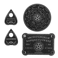 Nouveau tableau de pendule de Divination de radiesthésie en bois gravé tableau de réponse magique noir ensemble de conseil d'esprit parlant Laser