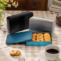 Boîte en étain rectangulaire pour emballage de biscuits 190 x 125 x 41 mm, qualité alimentaire, écologique, impression offset brillante, logo personnalisé, FDA ISO9001