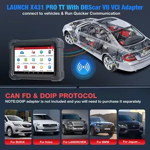 Outils de diagnostic complets Launch X431 Pro TT pour la plupart des voitures 12V, scanner OBD2 CAN FD & DOIP avec connecteur DBSCAR VII - Product Image 3