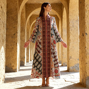 Vestido Abaya Elegante de Poliéster Estampado de Alta Calidad para Mujeres Musulmanas, Venta al Por Mayor, Personalizado, OEM, ODM - Product Image 3