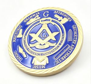 Médaille de défi maçonnique personnalisée en cuivre émaillé coloré, cadeau d'affaires OEM et souvenir touristique en gros - Product Image 3