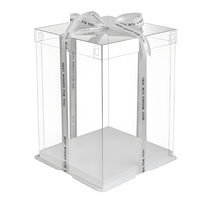 Conteneur de stockage de gâteaux carré empilable transparent en PET recyclable de qualité supérieure, adapté aux aliments, avec estampage doré, matériaux recyclés, emballage pour desserts