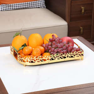 Plateau à fruits en métal poli à <span class=keywords><strong>motif</strong></span> <span class=keywords><strong>corail</strong></span>, design classique, pour salon, table basse, véranda, plateau de rangement - Product Image 2