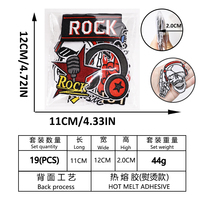 Patchs thermocollants vintage Rock N Roll, badges brodés musique guitare crâne, décorations punk streetwear pour veste en jean et sac à dos