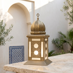 Wholesale Luxury <b>Moroccan</b> Brass Lantern With Intricate Cutout Design For Home <b>Decoration</b> - Product Image 1