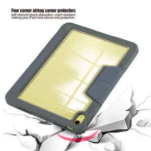 Étui de protection robuste antichoc pour <span class=keywords><strong>iPad</strong></span> <span class=keywords><strong>Air</strong></span> 4/5/6 avec dos transparent détachable <span class=keywords><strong>et</strong></span> support multi-pliable origami - Product Image 3