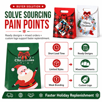 Sac cadeau en papier de Noël personnalisé avec poignée découpée pour l'emballage de détail des fêtes, sac en papier avec votre logo, vente en gros