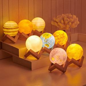 Lámpara de mesa con impresión 3D de 8 planetas para niños, luz led táctil de noche con forma de luna, regalo - Product Image 2