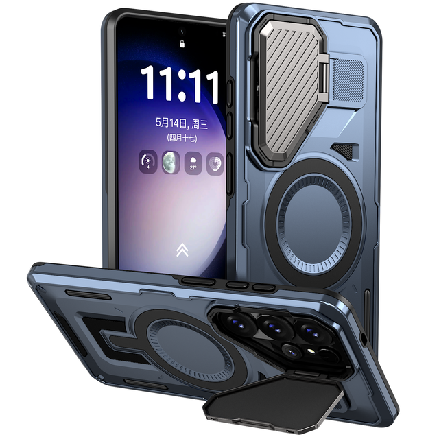 For Samsung Galaxy S26 Ultra Case with Camera Cover & Stand S25 Edge S24 Ultra S24 FE S23 Plus Rugged Protective Magnetic Case