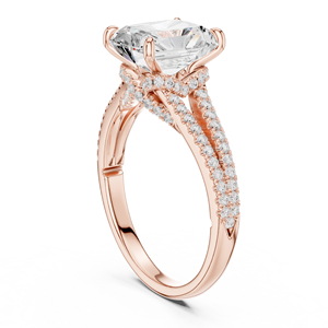 Bague de fiançailles chic en or 14Kt 18Kt 22Kt plaqué rhodium avec diamant de laboratoire taille radiant 2,5 carats pour femme, bague de mariage - Product Image 4