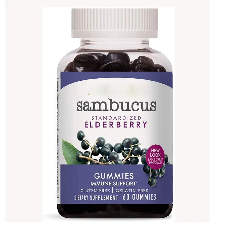 Label Pribadi 100% Bahan Rasa Alami Organik Vegan Sambucus Gummy Elderberry Probiotik Gummies dengan Harga Terbaik