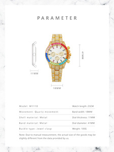<span class=keywords><strong>Orologio</strong></span> da Polso al Quarzo da <span class=keywords><strong>Uomo</strong></span> Hip Hop Iced Out con Diamanti Colorati, di Alta Qualità, all'Ingrosso - Product Image 5