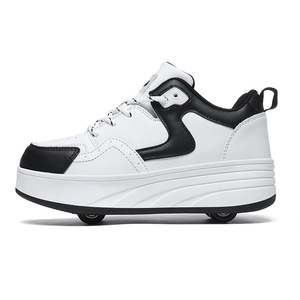 Chaussures à roulettes à quatre roues pour enfants, plateforme blanche et violette, décontractées, antidérapantes, pour garçons de 7 à 12 ans - Product Image 4