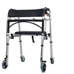 4 Wheel Mobility Walking Aids With Seat and Brake High Quality Four Wheels Moving Shopping Cart Walking Aids Folding - Product Image 1