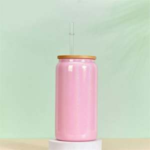 New Clear Plastic 16Oz Durable Beer Libby Soda Can With Lid and Straw for <b>Vinyl</b> and Dtf Uv Transfer Sticker - Product Image 3