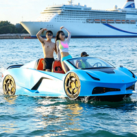 Bateau à réaction aquatique 5 places, type supercar flottante, 115 CV, certifié CE EPA, vitesse 50 km/h, capacité >500 kg, idéal pour la location en station balnéaire.
