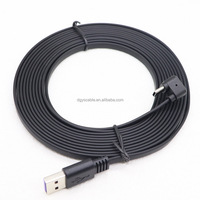 Kabel Data pria kustom USB ke tipe-c bentuk U fungsi pengisian daya 60WTPE hitam datar 2M