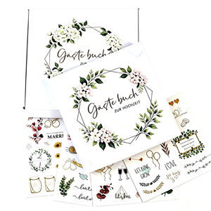 Livre d'or à couverture rigide en papier texturé, relié en usine, pour mariage, avec motif floral délicat pour la signature des invités - Product Image 1