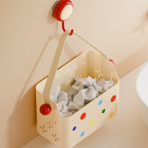Wall Mounted Storage Bin With Dots Pattern For Bathroom Cosmetics And Face Masks Rectangle No Lid - Product Image 4