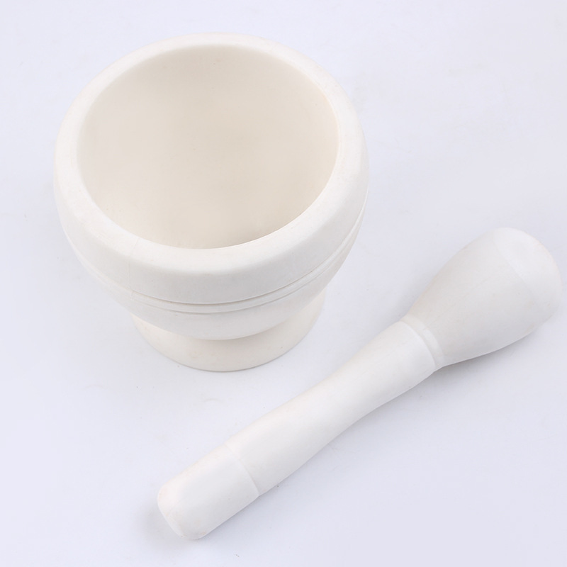 Manuelle Knoblauch- & Gewürzmühle – Mörser Und Stößel Set Aus Kunststoff (Weiß) Für Küche