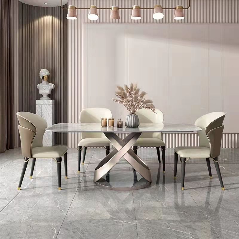 Latest Hot Sale Gold Stainless Steel Marble Top Living Room Furniture Dining Table Dinning Table And Chair Set