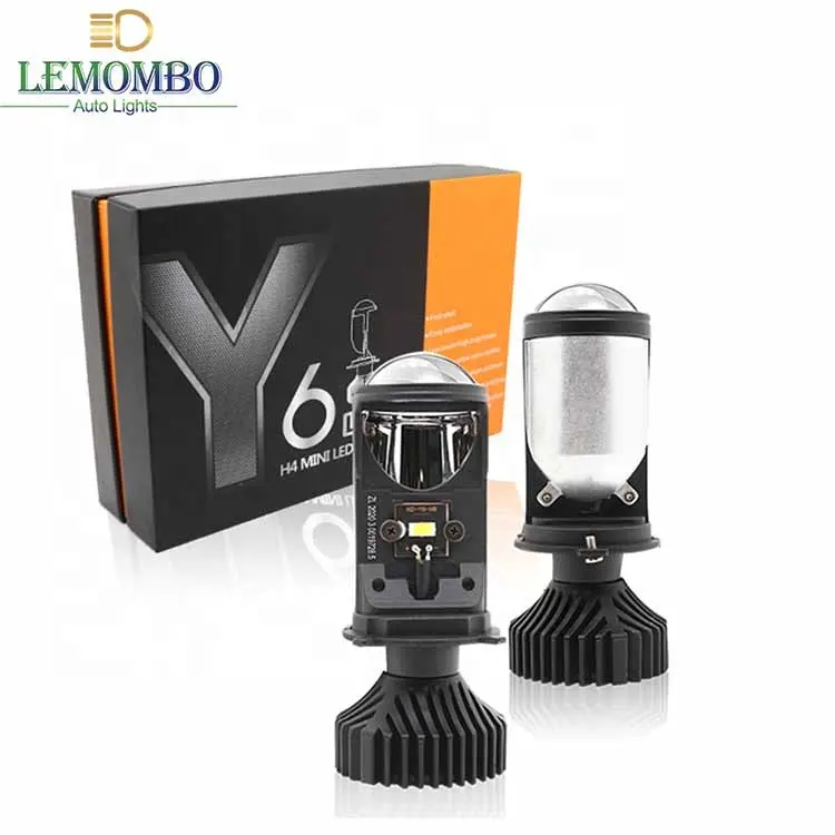 Y6 Mini H4 Bi LED Xe Headlight Bulb Auto Hệ Thống Chiếu Sáng Ống Kính Máy Chiếu Không Quạt Lái Xe Ánh Sáng Xenon Đèn Pha Cho Xe Máy Xe