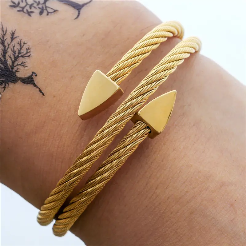 Mode Schmuck Paar Geschenk Titan Stahldraht Seil-Armband offenes Edelstahldraht-Armband