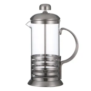 Classique En Acier Inoxydable Métal Matériel Cafetière Théière Verre Métal Presse Française