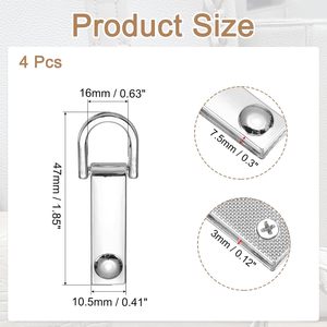 Boucle de fixation latérale pour sac, fermoirs métalliques pour suspension de sac à main, connecteur de chaîne de sac à main avec anneau en D - Product Image 2